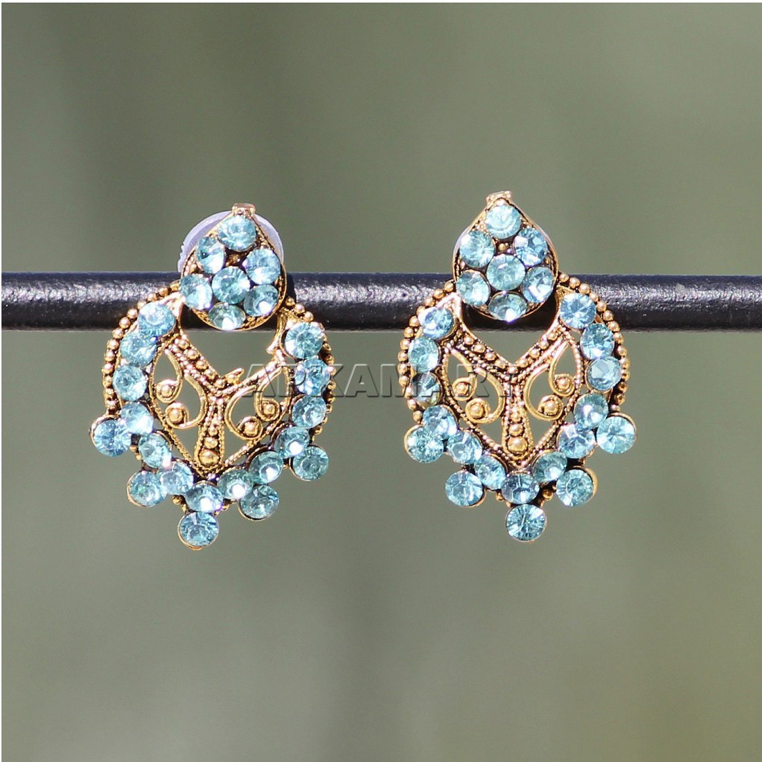 Earring Stud with Blue Diamonds - for Women Stylish and Small - ApkaMart