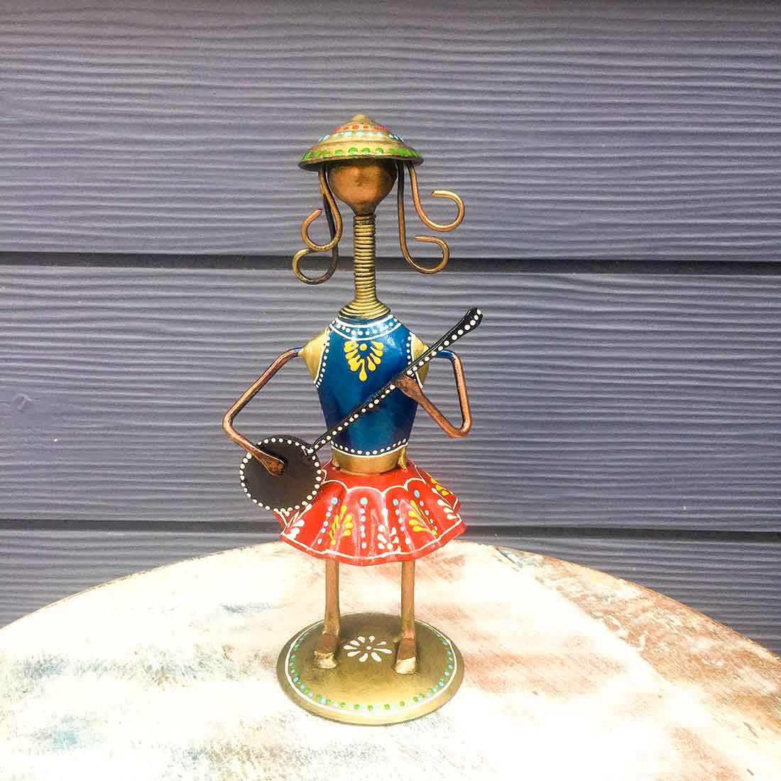 Musician with Sitar - Female Figurines - for Side Table Decoration - 8 Inch - ApkaMart