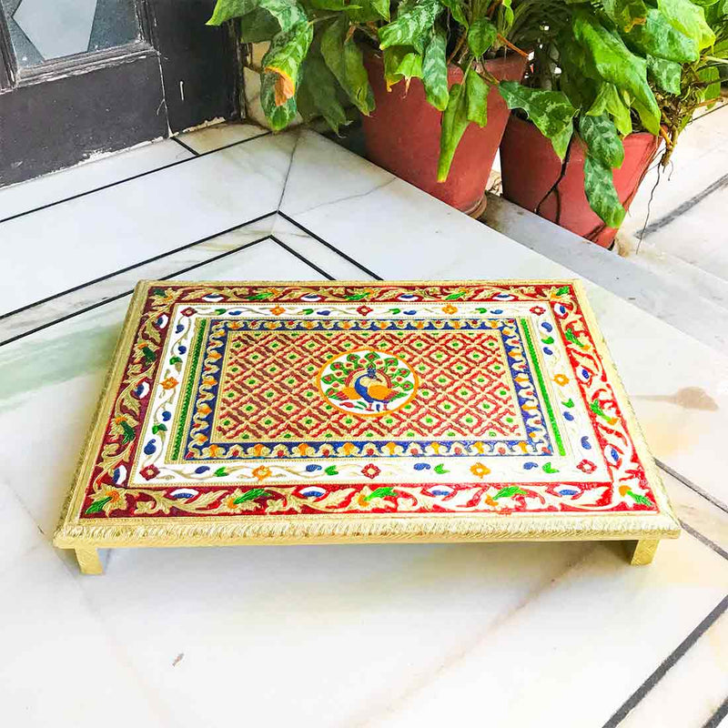 Minakari Patla Chowki - Peacock Design - 20 Inch - ApkaMart
