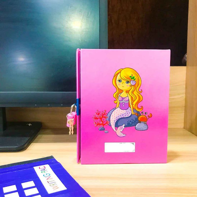 Notebook Diary - Pink Mermaid Design - for Girls ,Kids , Children - ApkaMart