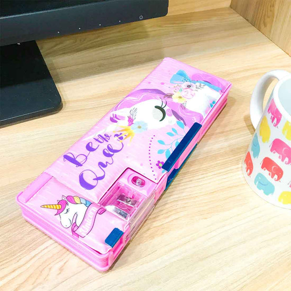 Unicorn Pencil Case - Double Sided Pencil Box - for Kids, Children, School Student, Return Gifts - ApkaMart