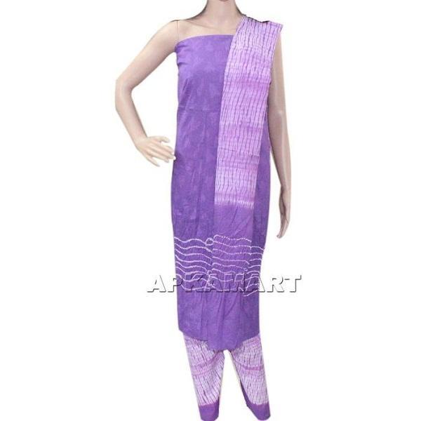 Purple and White Tie and Dye Dress Material - ApkaMart