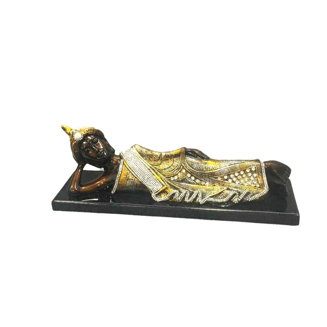 Sleeping Buddha Statue - for Desk Decor & Gifts - 14 Inch - ApkaMart