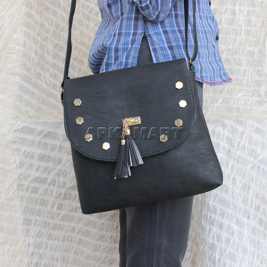 apkamart stylish black sling bag