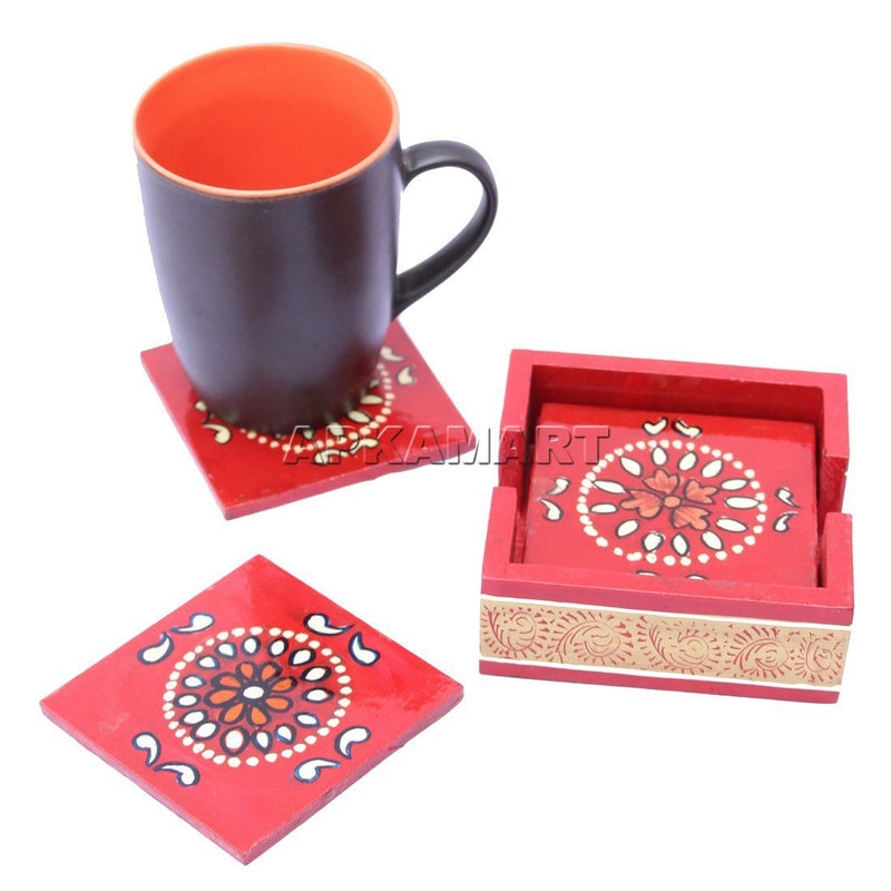 Coffee Coaster Set - 4 Inch - For Table Decor & Gift - ApkaMart