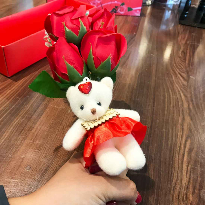 Valentines Day Gift Set - Teddy with Rose - For Girlfriend / Boyfriend / Husband / Wife - ApkaMart
