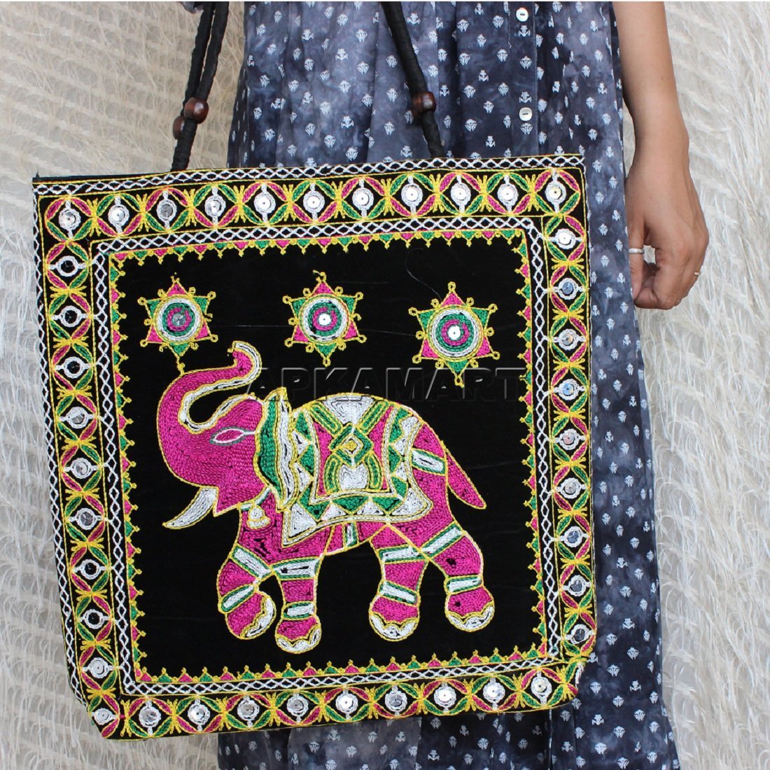 Handmade Cotton Ethnic Rajasthani Style Embroidery Bags Clutch with sling  purse for ladies/Women/Girls