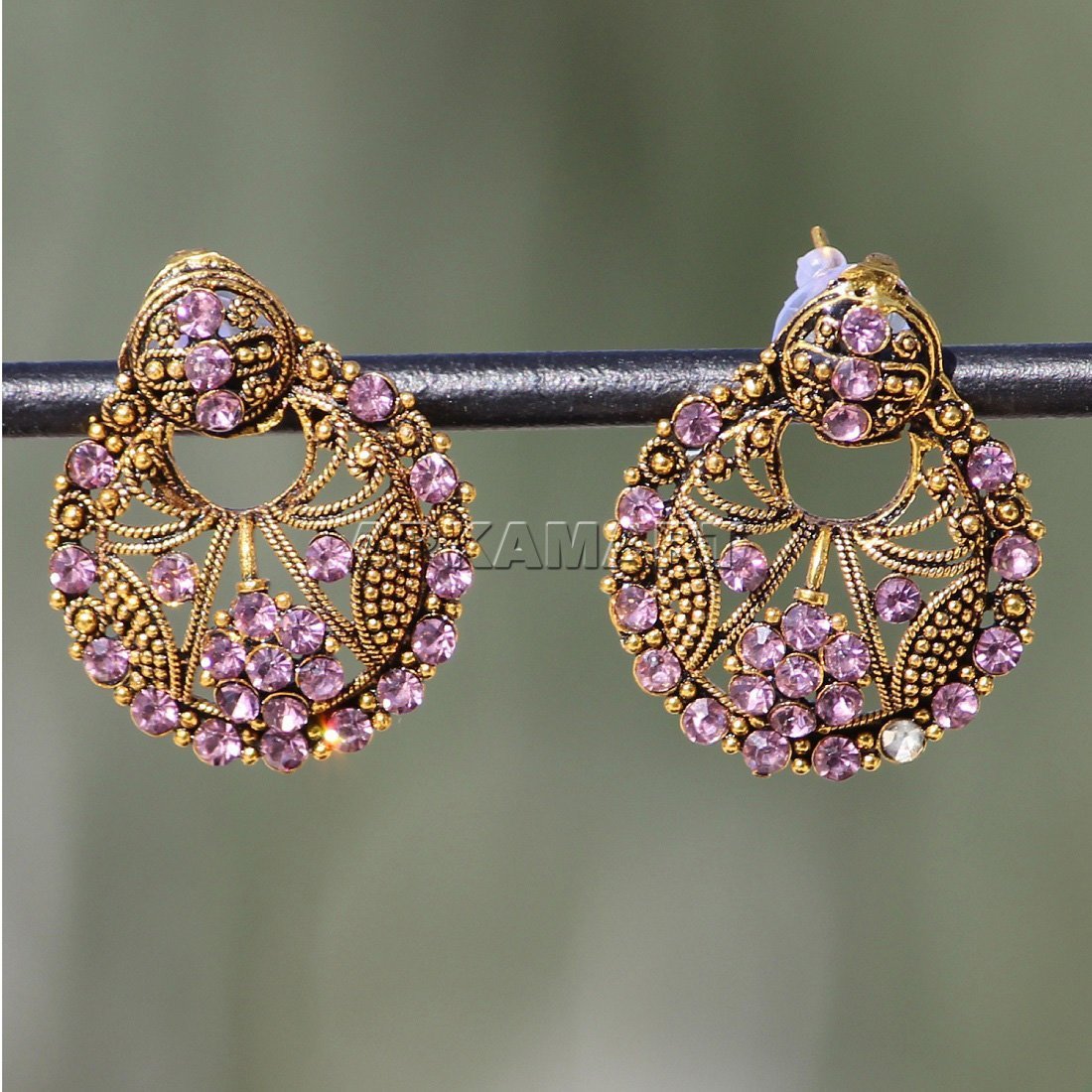 Earring Stud with Pink Beads - for Women Stylish and Small - ApkaMart