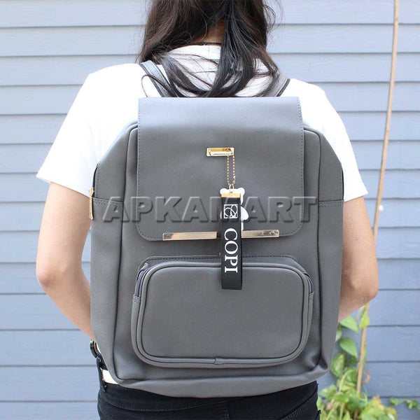 Grey Backpack Bag -  For Girls | School |College |Teens & Students -16 Inch - ApkaMart
