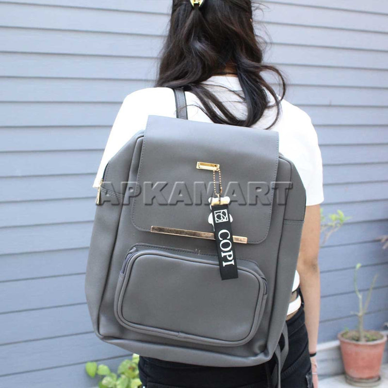 Grey Backpack Bag -  For Girls | School |College |Teens & Students -16 Inch - ApkaMart