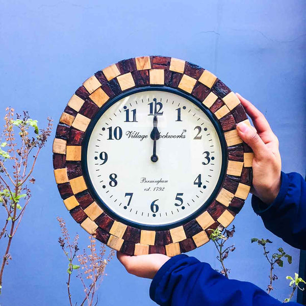 Wooden Wall Watch - Antique Wall Clock - For Wedding & Anniversary Gifts - 12 Inch - ApkaMart