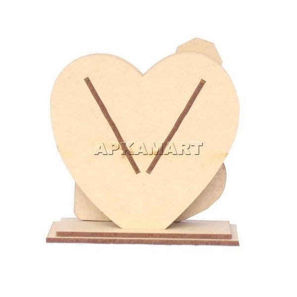 Wooden Pen Holder - Heart Design -  for Office Desk & Gifts - 4 Inch - ApkaMart