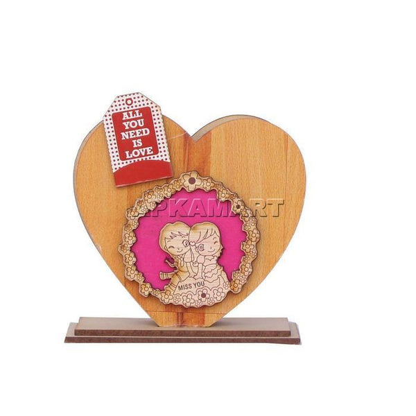 Wooden Pen Holder - Heart Design -  for Girls & Boys, Study Table ,Office Desk & Gifts 4 Inch - ApkaMart