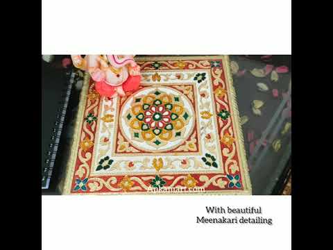 Minakari Pooja Chowki - For Pooja & Gifts - 8 Inch - ApkaMart #Style_Design 1