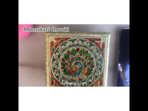 Minakari Pooja Chowki Bajot - For Puja & Gifts - 6 Inch - ApkaMart #Style_design 1