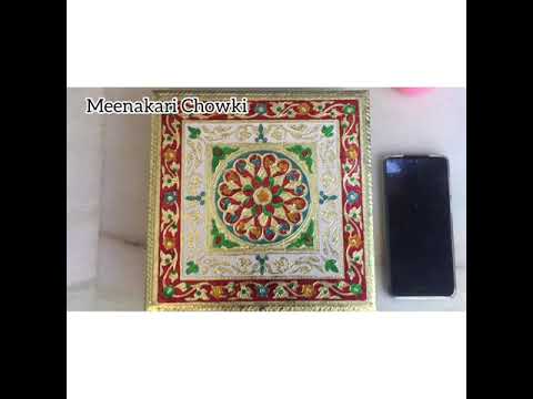 Minakari Pooja Chowki Bajot - For Puja Decoration & Gifts -10 Inch - ApkaMart #Style_Design 1