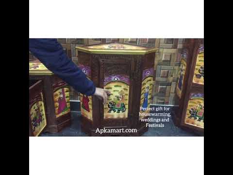 Almirah Corner Rack Wooden | Corner Table Cum Cabinet With Drawer - for Living Room, Home Decor, Storage & Gift - 18 Inch - Apkamart