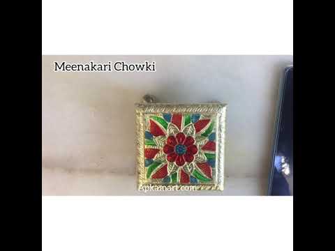 Minakari Chowki | Pooja Chowki - For Pooja & Return Gifts - 4 Inch - ApkaMart #Style_Design 1