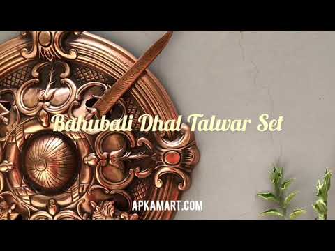 Bahubali Dhal Talwar Set | Sword & Shield Wall Hanging - For Home, Wall Decor & Gifts - 18 Inch - Apkamart